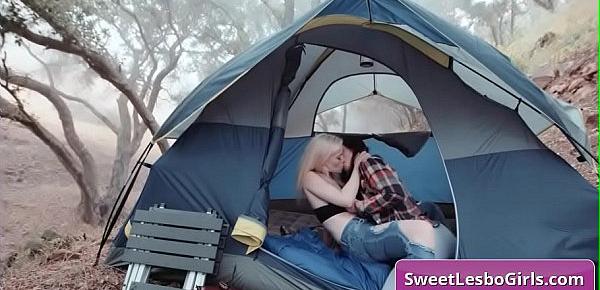  Naughty busty lesbian babes Aiden Ashley, Abigail Mac finger fuck on the woods and eating juicy pussy while camping